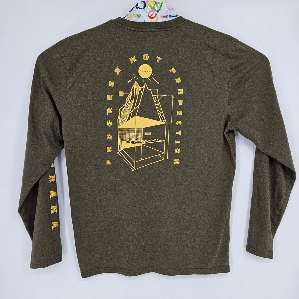 Prana Shirt Mens Extra Large Live The Journey Tee Long Sleeve Crew Neck Casual